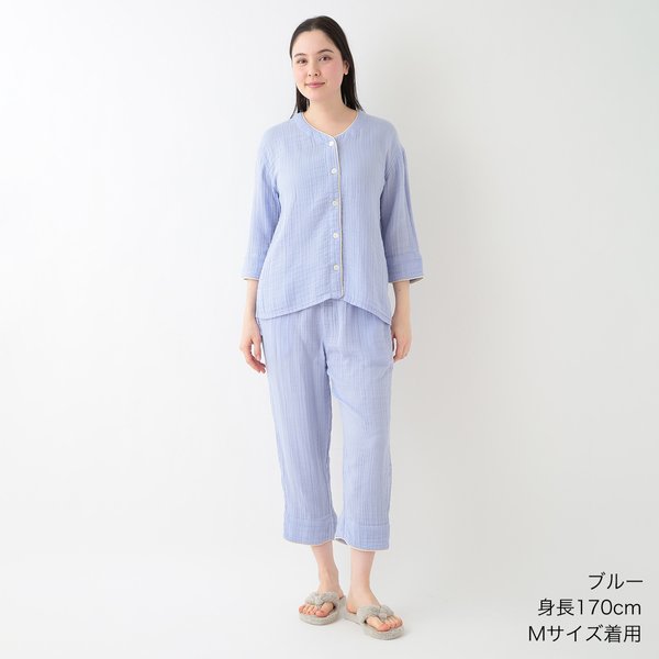 CREPE GAUZE NO COLLAR LADIES PAJAMAS