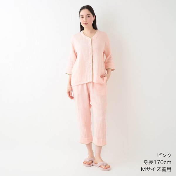 CREPE GAUZE NO COLLAR LADIES PAJAMAS
