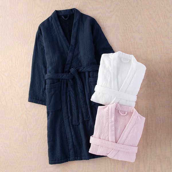 Marshmallow Gauze &amp; Pile Kimono Robe
