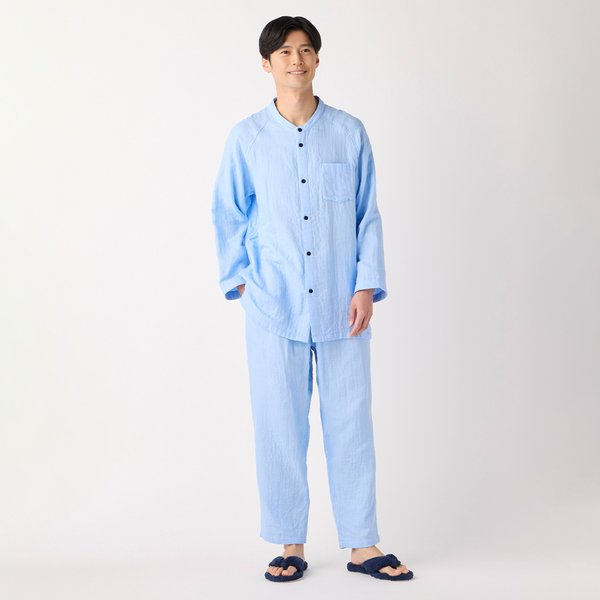 MENS MARSHMALLOW GAUZE STAND COLLAR PAJAMAS