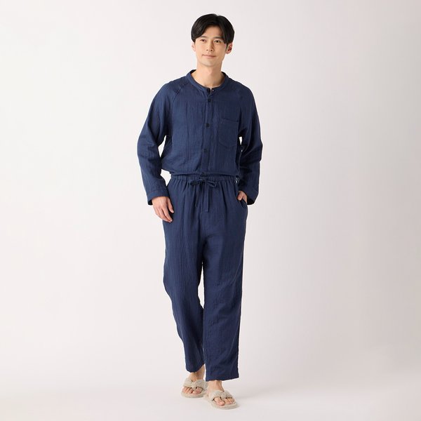 MENS MARSHMALLOW GAUZE STAND COLLAR PAJAMAS