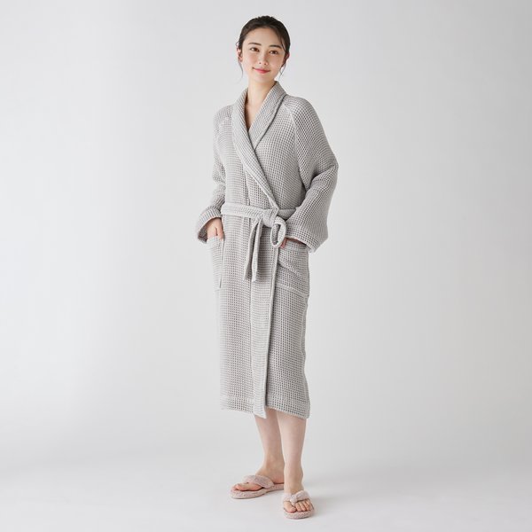 UNISEX WAFFLE SHALLOW COLLAR BATHROBE