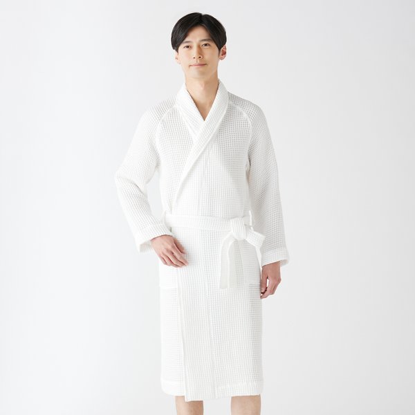 UNISEX WAFFLE SHALLOW COLLAR BATHROBE